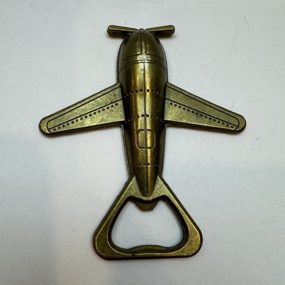 Kate Aspen Airplane Shaped Bronze Metal Bottle‎ Opener Antique Style